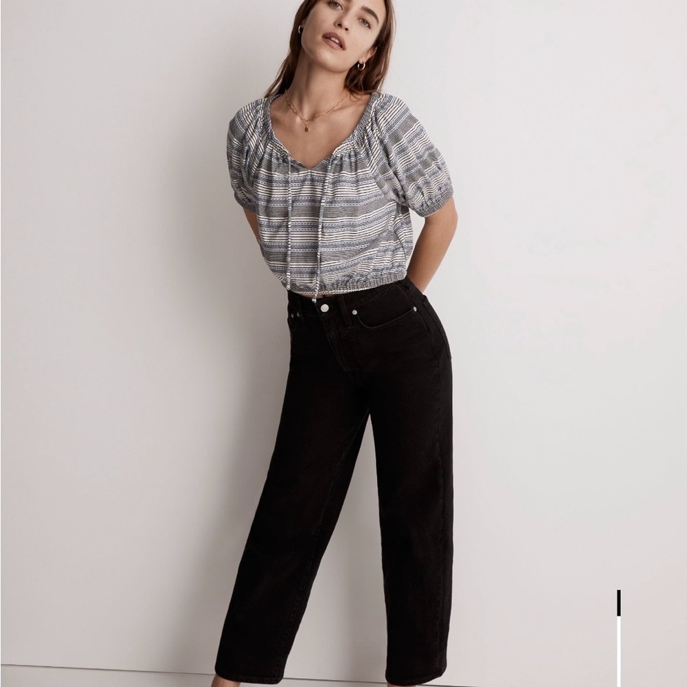 Madewell Jacquard Keyhole Crop Top EUC